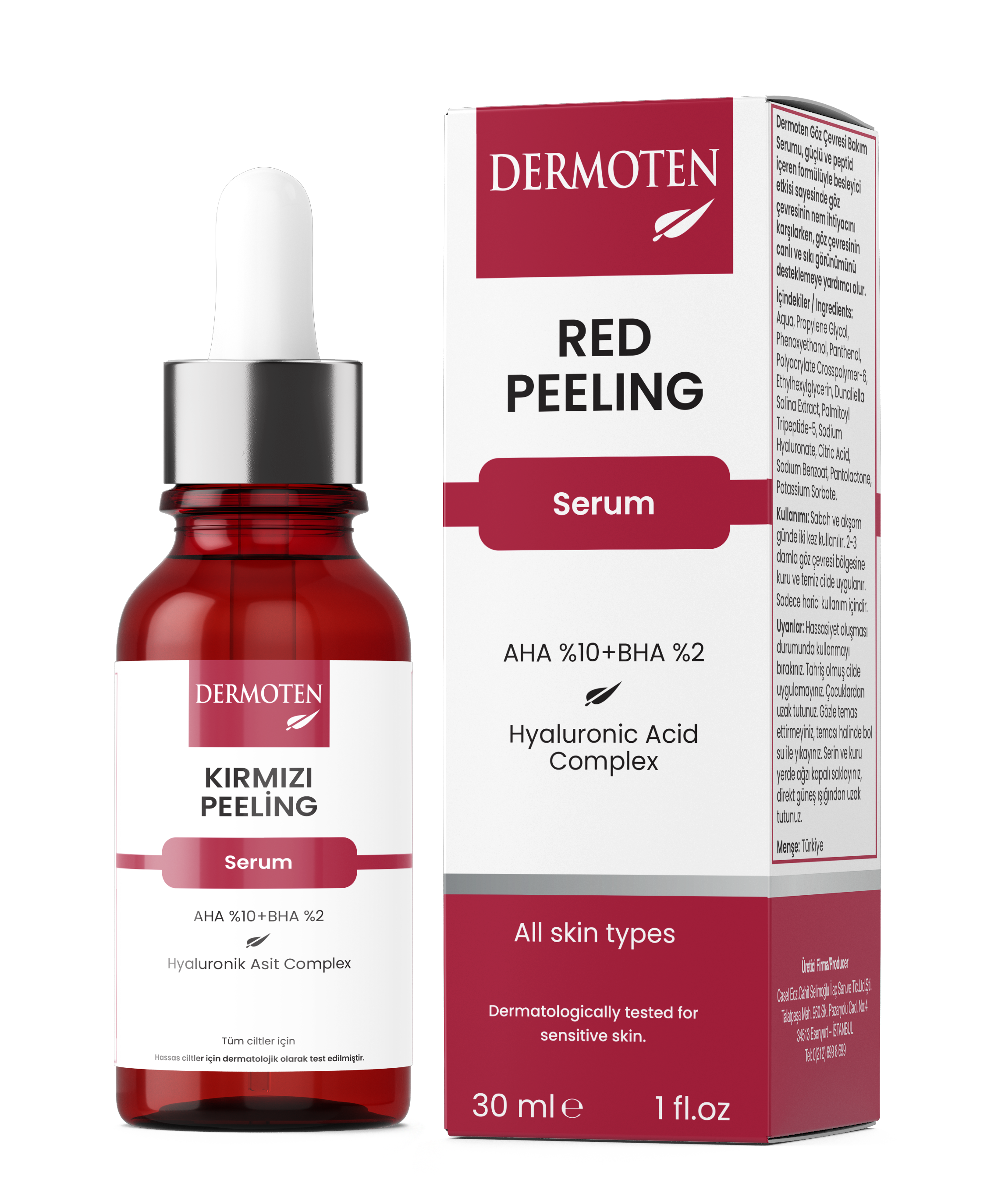 Сироватка-пілінг для обличчя DERMOTEN Red Peeling з кислотами 30 мл (305170)