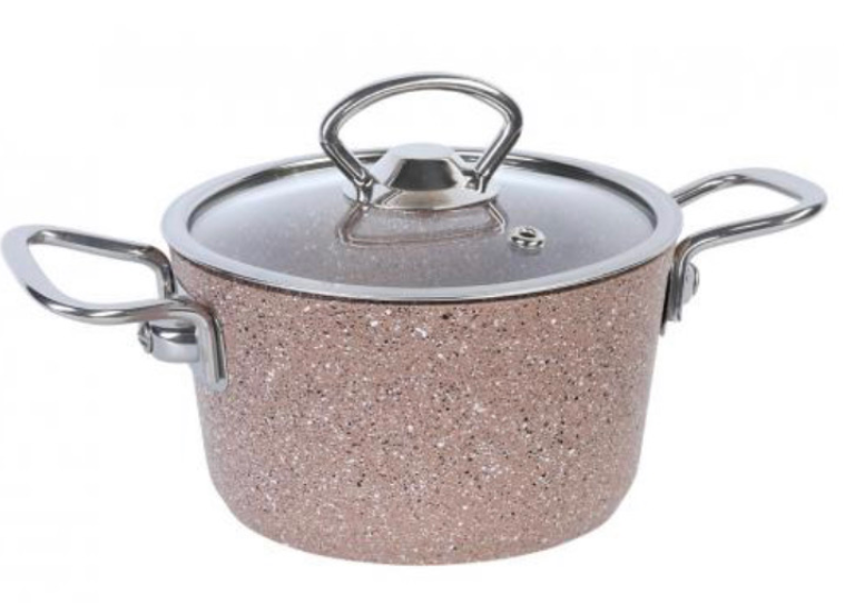 Каструля маленька OMS алюмінієва з кришкою з антипригарним покриттям 0,9 л Коричневий