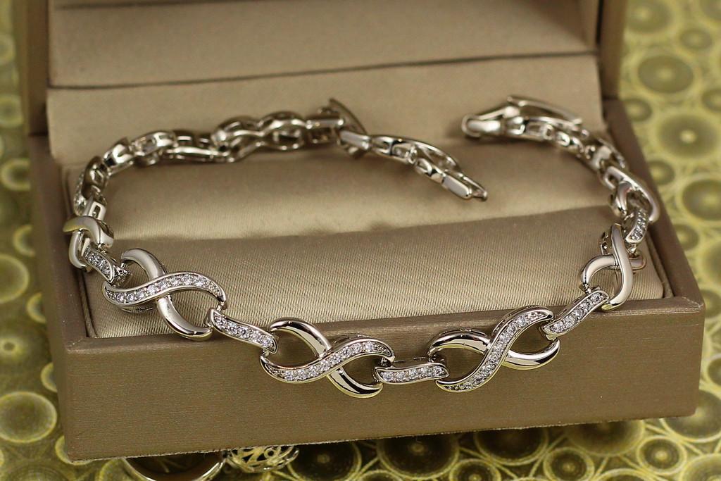 Браслет Xuping Jewelry Восьмерки 22 см х 6 мм Серебристый (2310726873)
