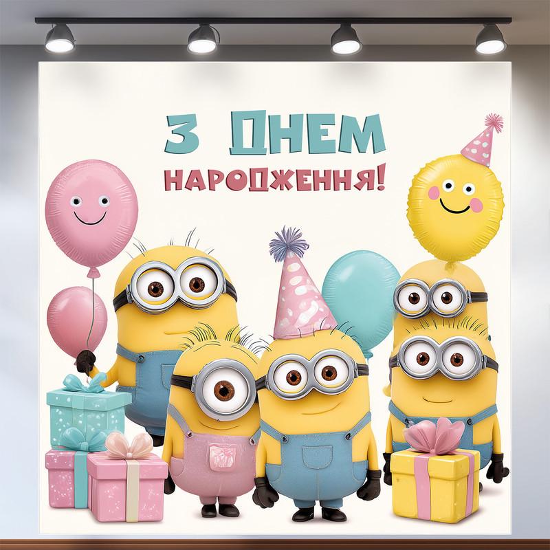 Баннер для фотозоны Миньоны 200x200 см №44170