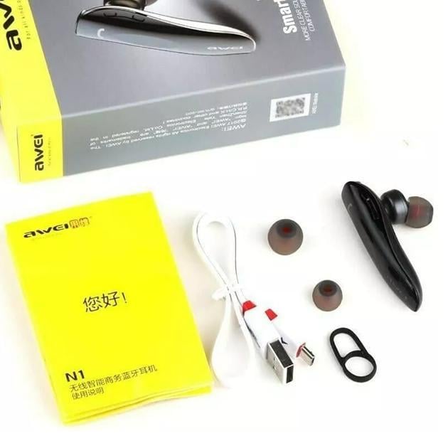Гарнитура беспроводная Awei N1 Wireless Smart Headset Bluetooth Single Gray (180130) - фото 9 Гарнитура беспроводная Awei N1 Wireless Smart Headset Bluetooth Single Gray (180130) - фото 9