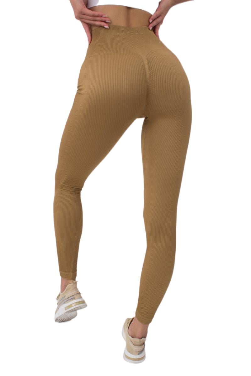 Легінси Giulia Leggings Rib Ermine в рубчик з моделюючим швом ззаду S/M Коричневий - фото 4