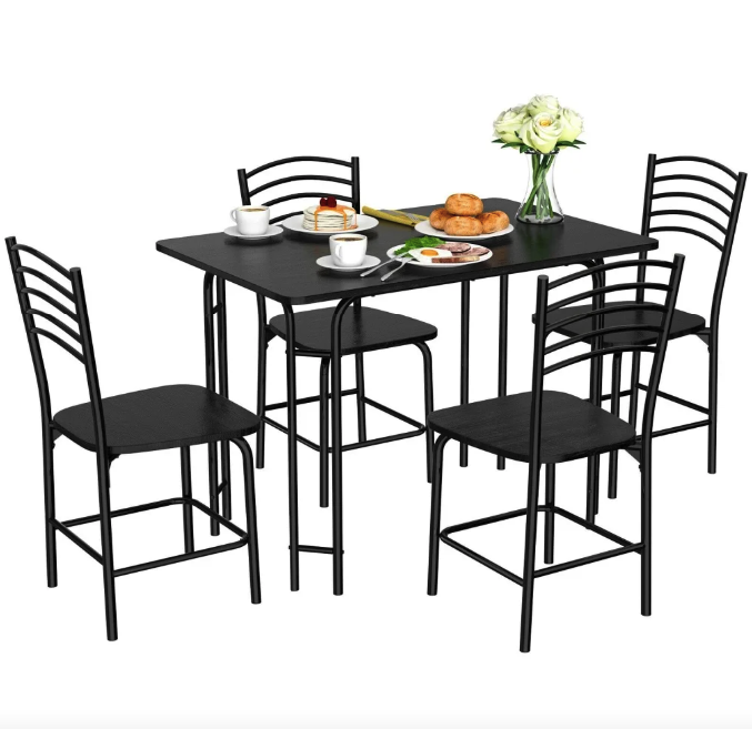 Комплект мебели Costway Katarina стол и 4 стула Черный (4766) - фото 6 Комплект мебели Costway Katarina стол и 4 стула Черный (4766) - фото 6