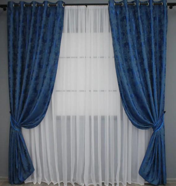 Комплект штор на люверсах SULTAN XO жакард 1,5х2,5 м 2 шт. Синій (1149ш) - фото 1