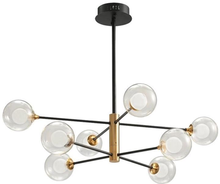 Люстра потолочная Sirius на восемь стеклянных плафонов G9 IP20 19663-8 200W Черно-золотой (28686266)