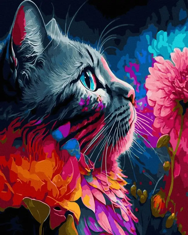 Картина по номерам Brushme Котенок среди цветов 40x50 см (BRM46020)