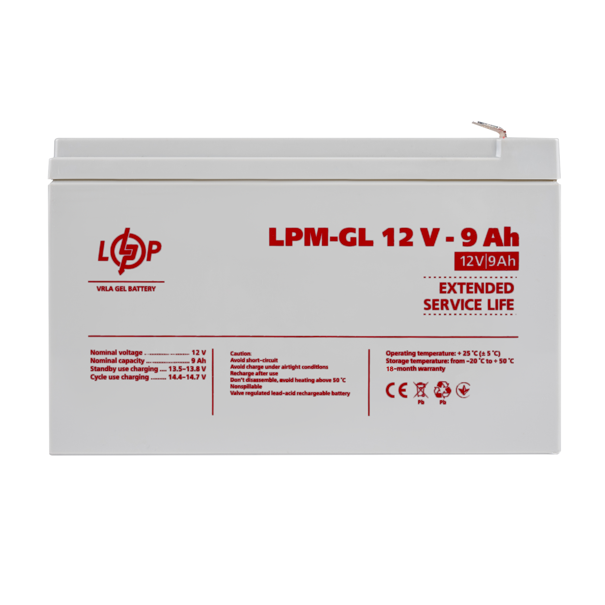 Аккумулятор гелевый LPM-GL 12V-9 Ah