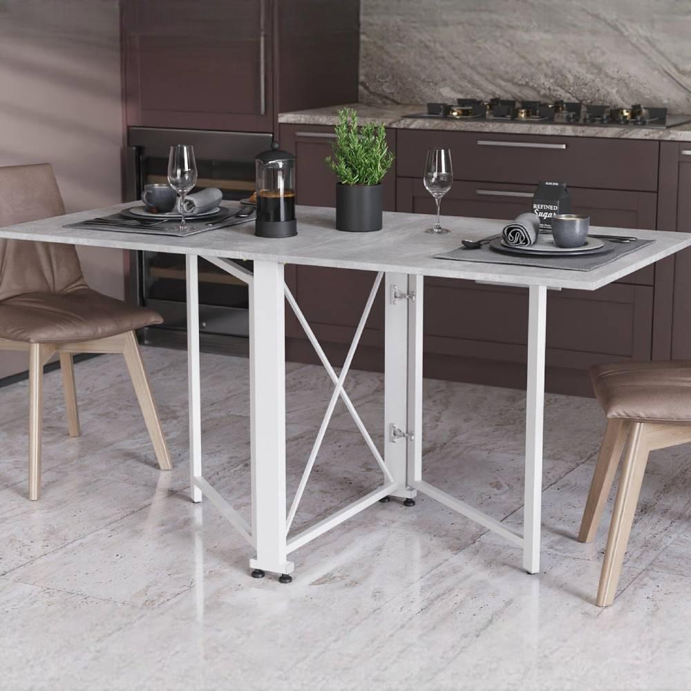 Стол-книга трансформер Ferrum-decor Орион 2 металл/ДСП 16 мм 750x1520x730 мм Белый/Бетон (FRD-104596)