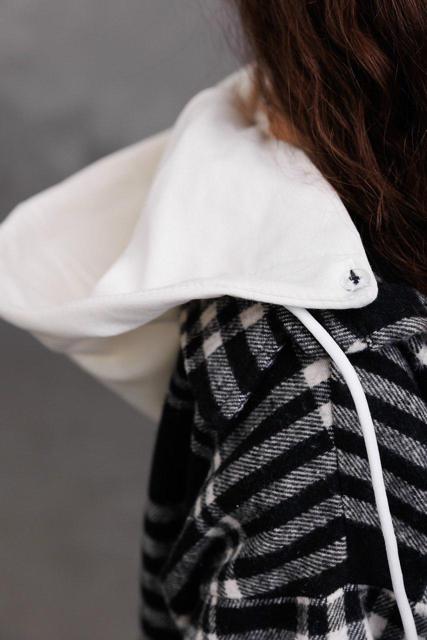 Рубашка для девочки в клетку с капюшоном р. 152 Black (126900) - фото 3