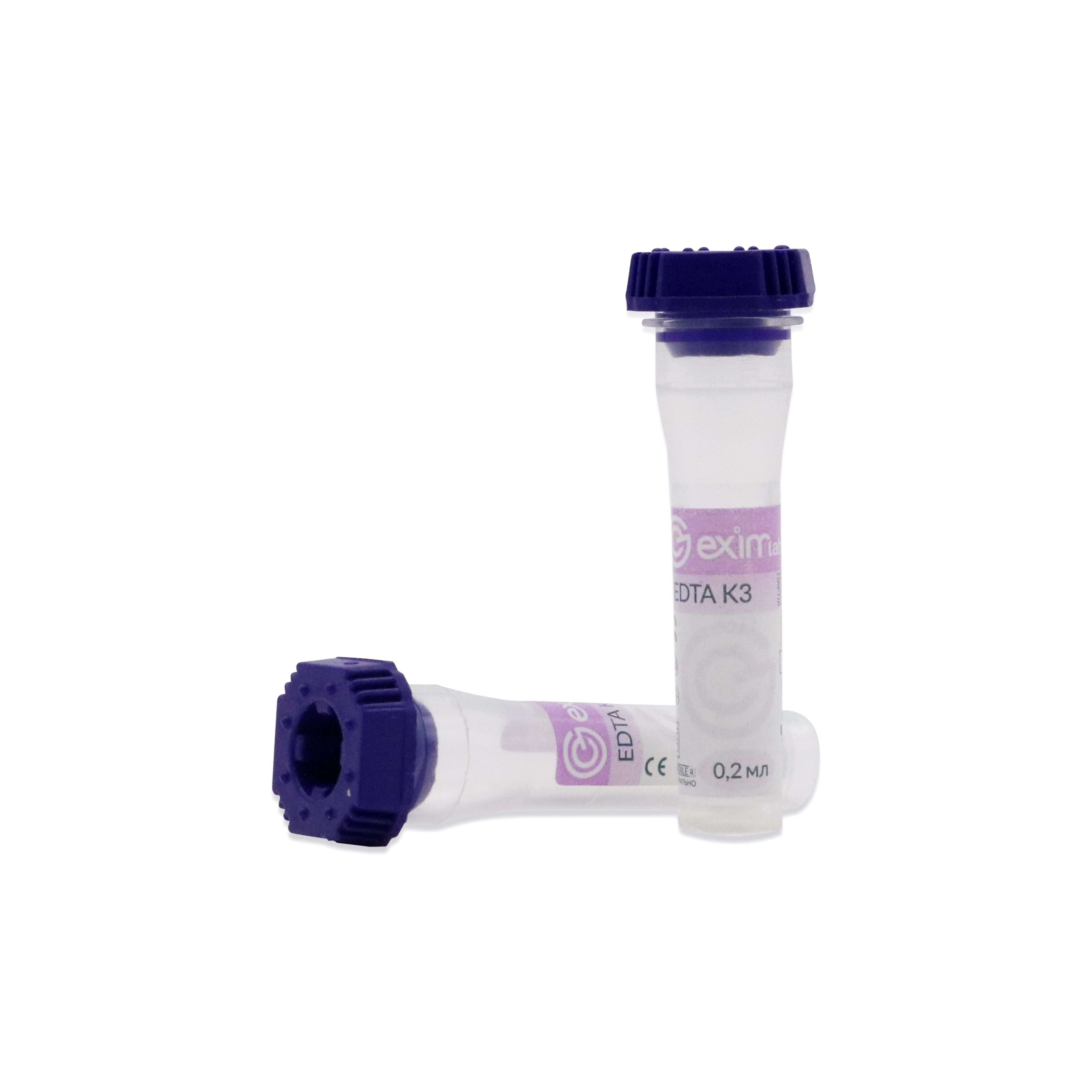 Пробирка для забора капиллярной крови EximLab K3 EDTA 0,2 мл 8х42 мм 100 шт./уп. Фиолетовый