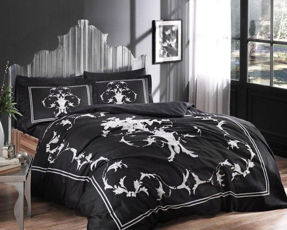 Постельное белье Pierre Cardin Kalista Siyah Делюкс сатин 200x220 см Black (2000022265439)