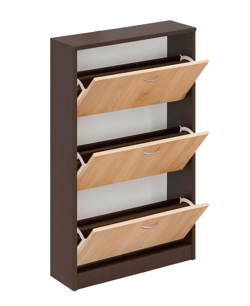 Тумба для взуття Mebel Service ТО-800 3-х дверна 80х26,8х127,6 см Венге темний/Дуб самоа (29520506)