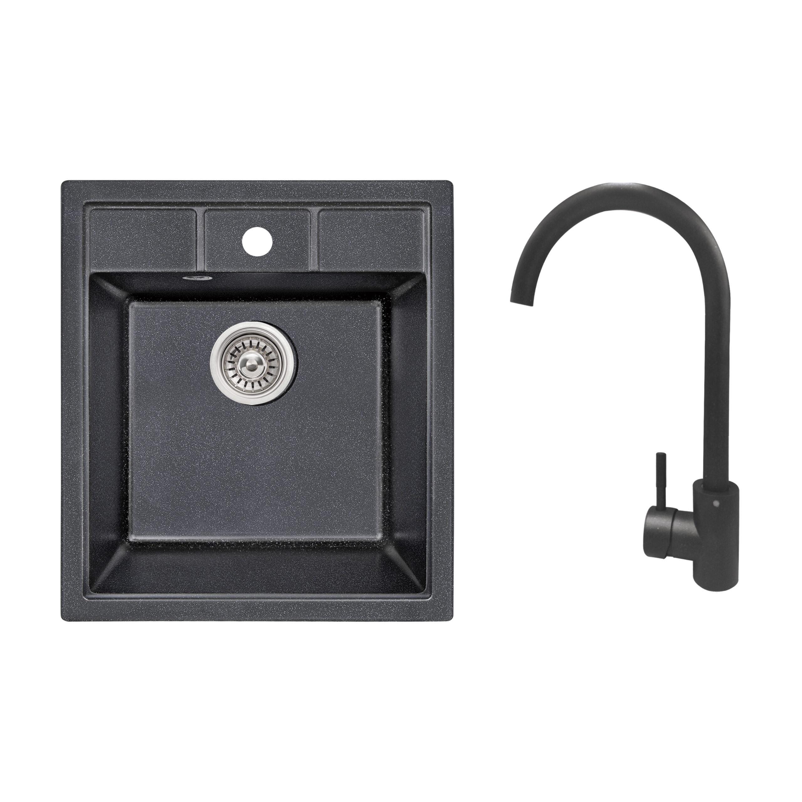 Мийка кухонна Lidz BLM-14 LIDZBLM1446051514460515200 460х515/200 мм/змішувач для кухні Aria 015F BLM (k35)