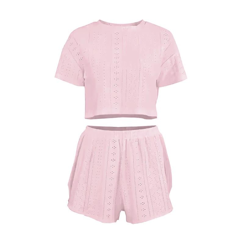 Піжама-комплект жіноча Lesko SM24107A SM24107A футболка та шорти S Pink (28525418)