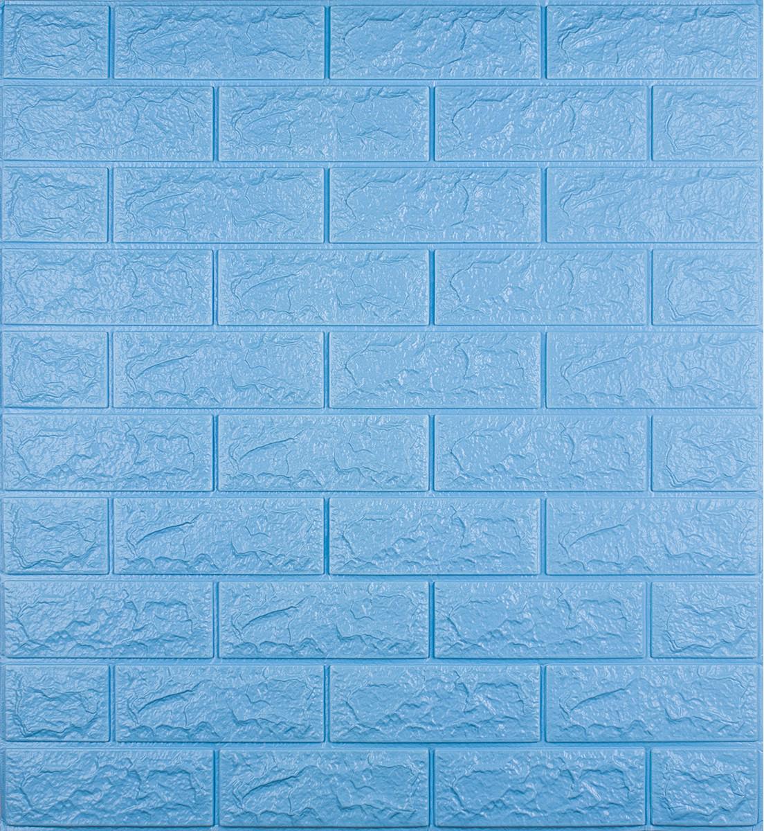 Панель декоративная самоклеящаяся 3D под кирпич Голубой 700x770x7 мм (213)