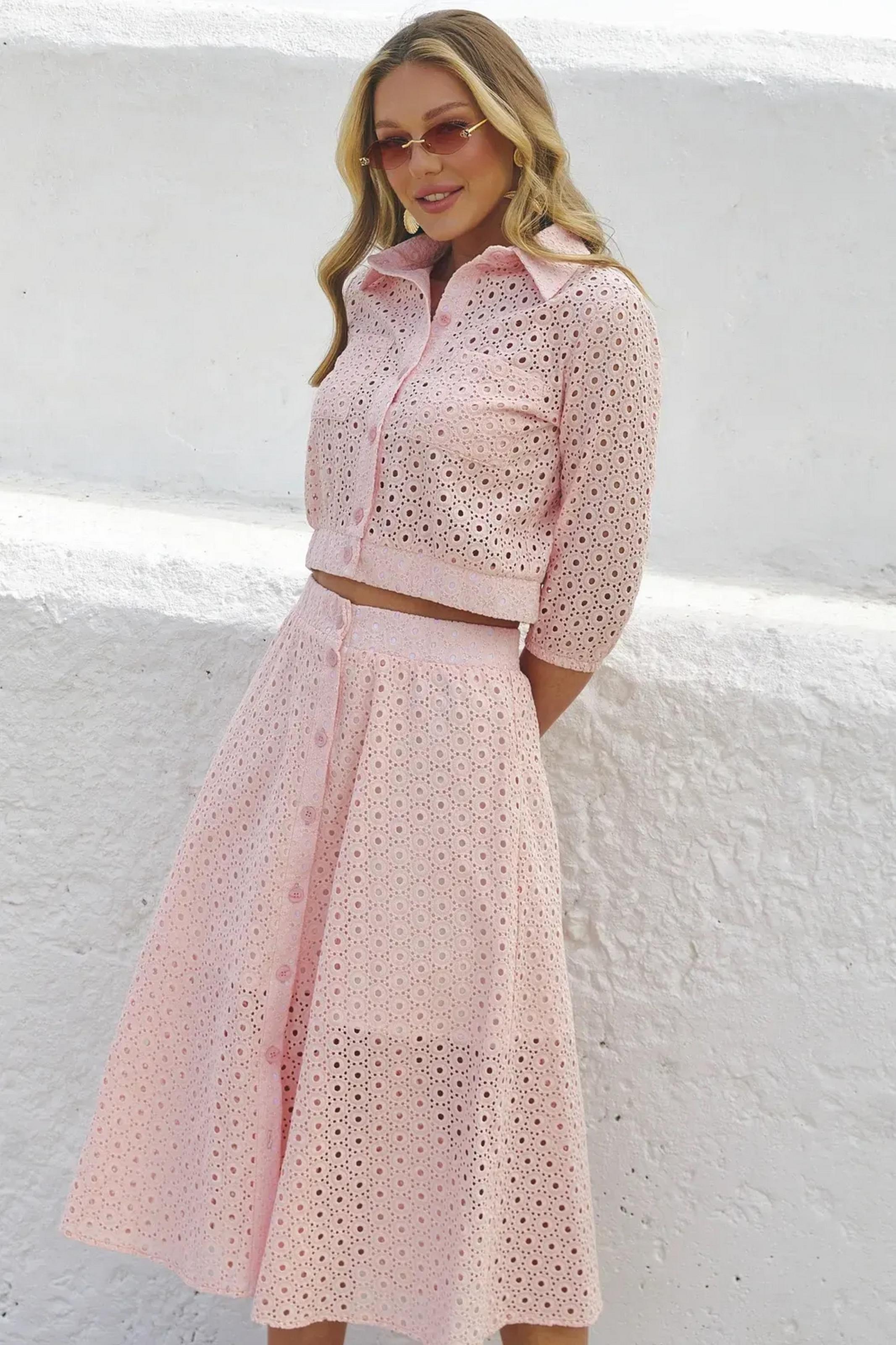 Костюм женский Seventeen кофта/юбка S-M Пудровый (104-2294.6410)