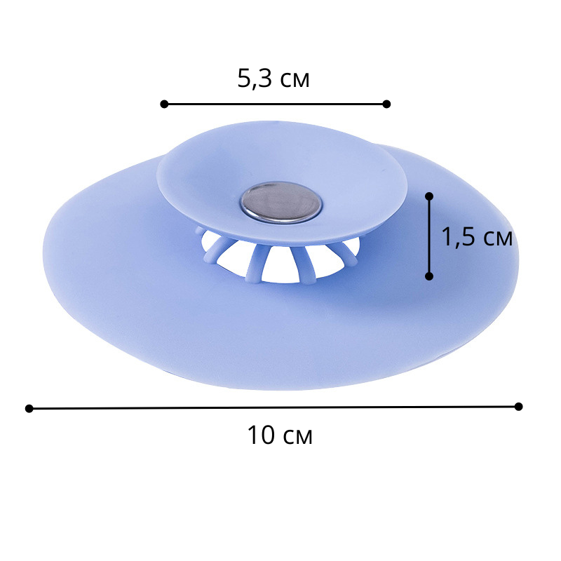Фільтр-пробка універсальна силіконова для зливу раковин на кухні та у ванній кімнаті Синій (10377807) - фото 6