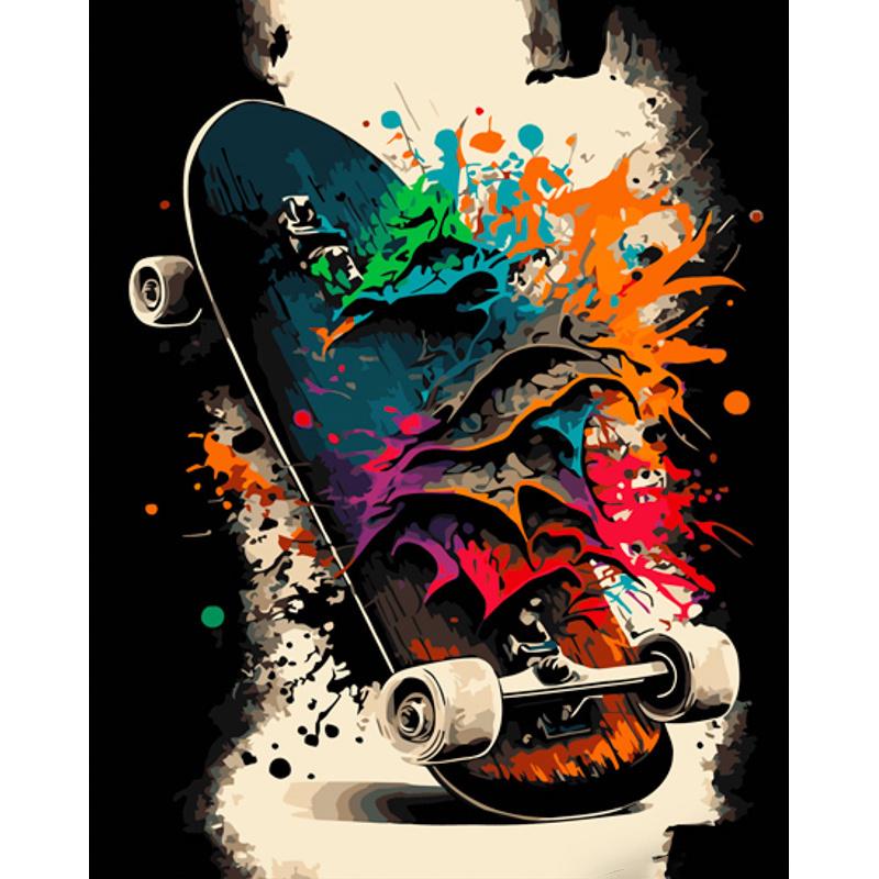 Картина по номерам Strateg Премиум Краски на скейте 40х50 см (GS912)