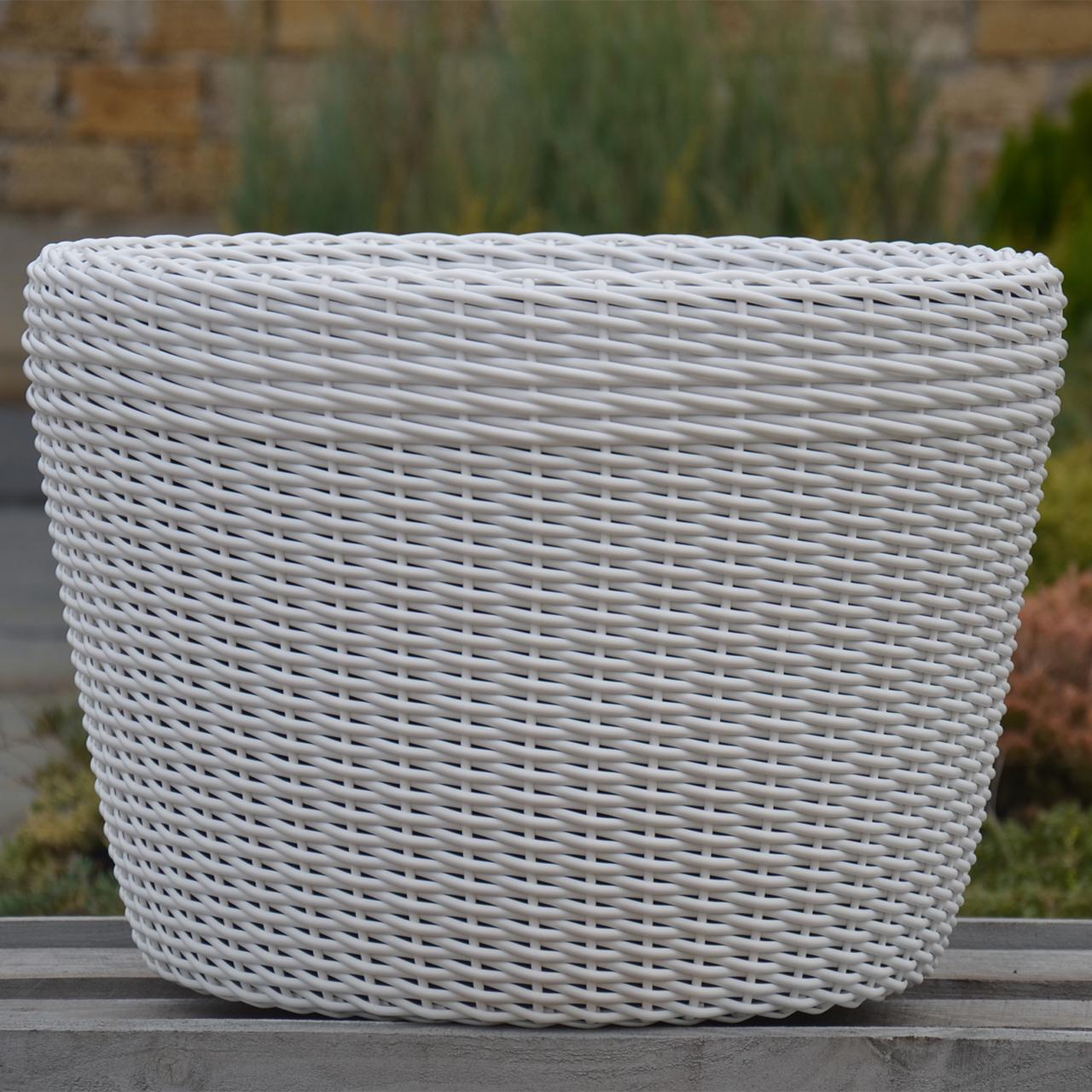 Кашпо велике для рослин та квітів з штучного ротангу/ручної роботи 90 л Білий - фото 3 Кашпо велике для рослин та квітів з штучного ротангу/ручної роботи 90 л Білий - фото 3