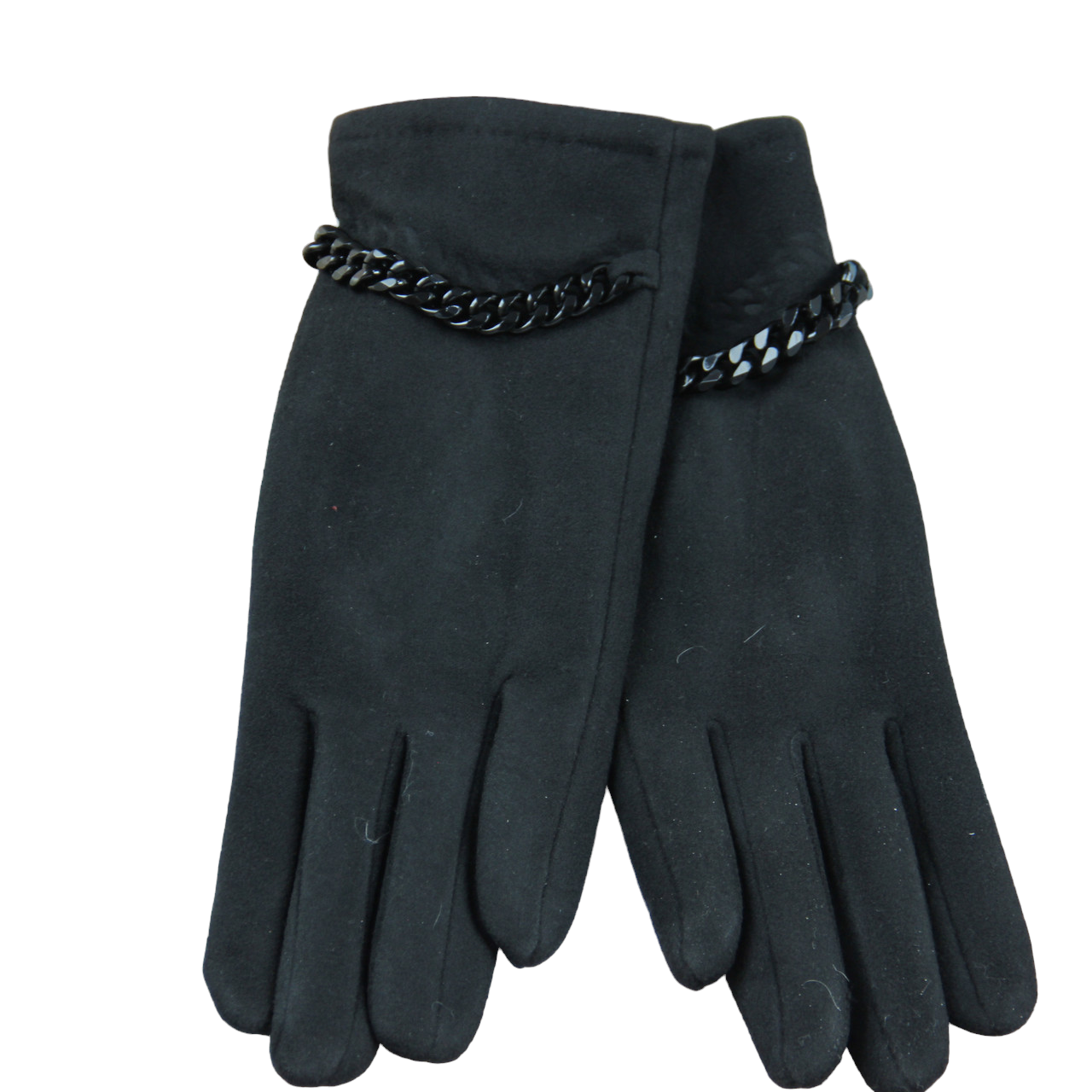 Перчатки женские сенсорные велюровые на меху шитые с цепочкой L (34088)