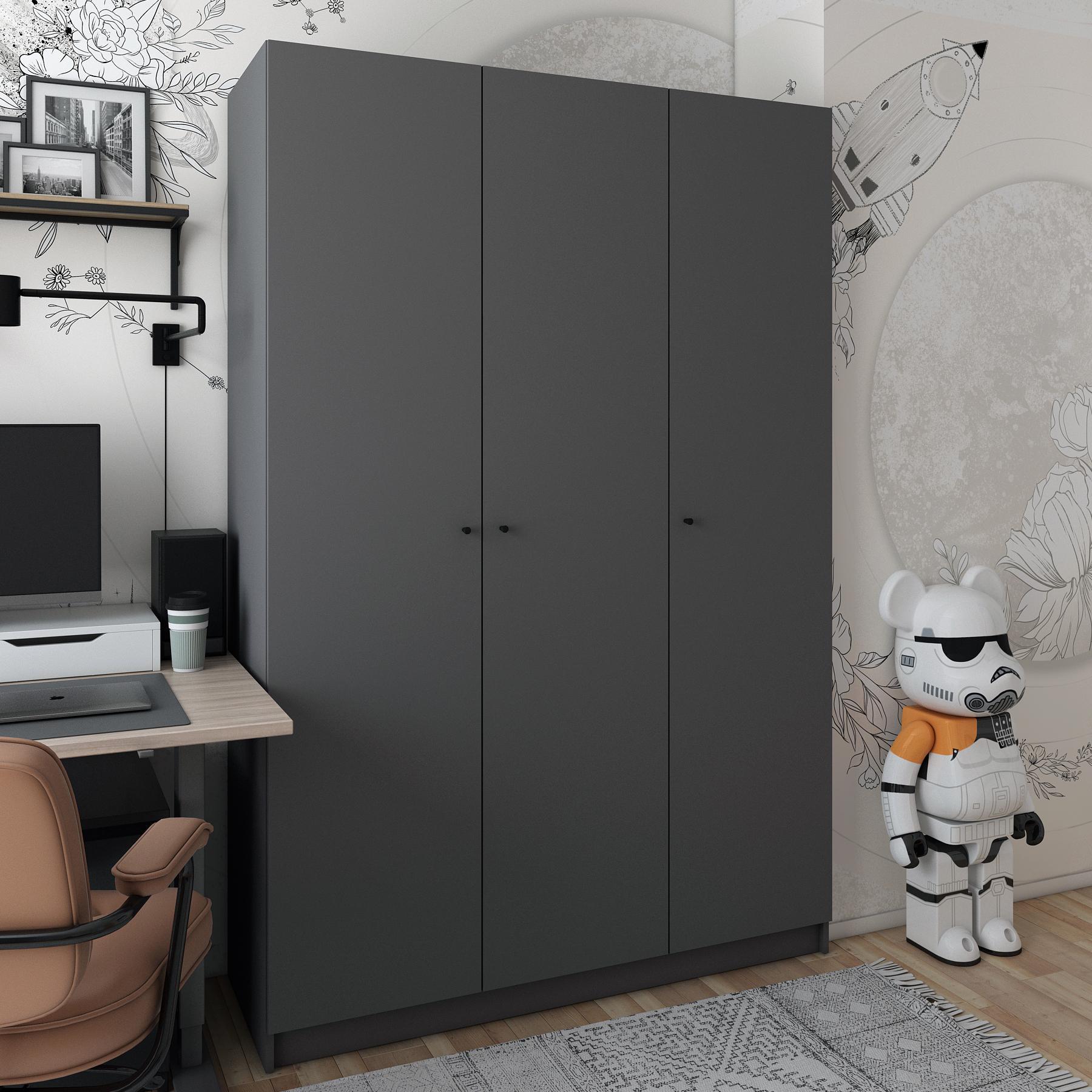 Шкаф распашной для одежды Doros Промо 135х48х204 см Графитовый (DRS-011206)