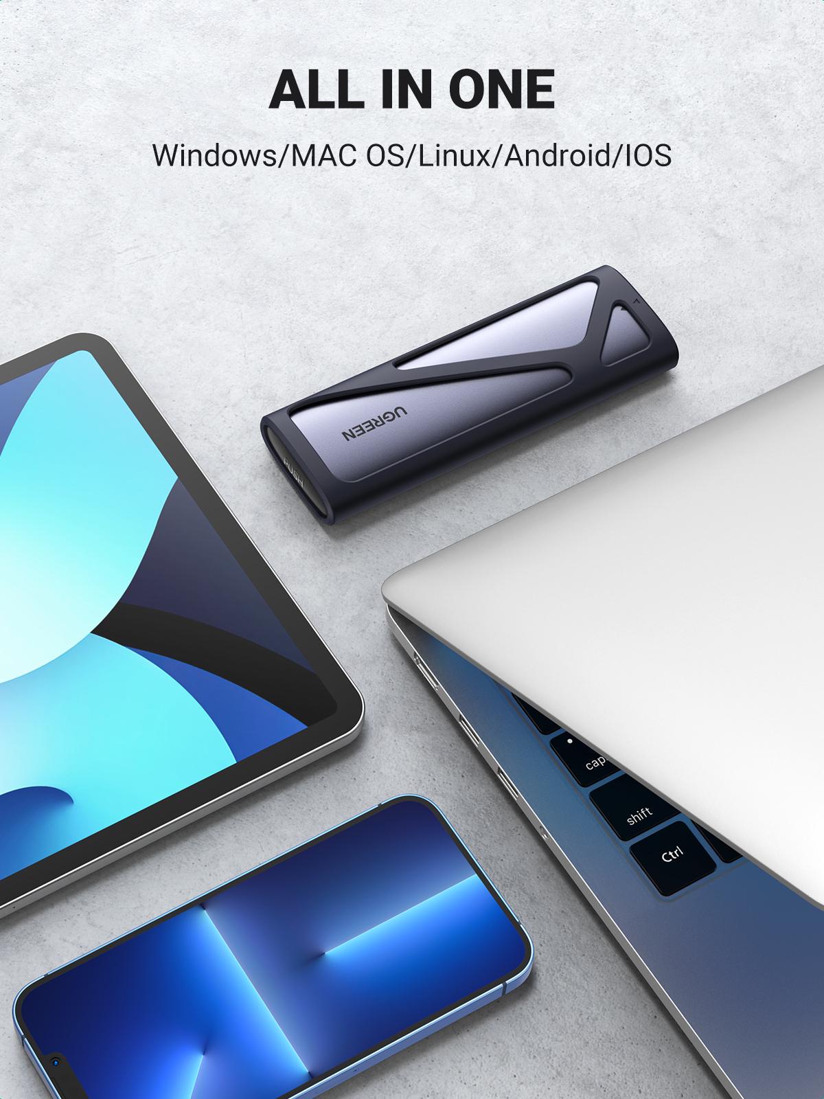 Корпус UGREEN для M.2 NVME та SATA SSD дисків 10 Гбіт/с з кабелями M та B&M 2280/2230/ 2242/2260 для PCI-e та NGFF Сірий (90264) - фото 13 Корпус UGREEN для M.2 NVME та SATA SSD дисків 10 Гбіт/с з кабелями M та B&M 2280/2230/ 2242/2260 для PCI-e та NGFF Сірий (90264) - фото 13