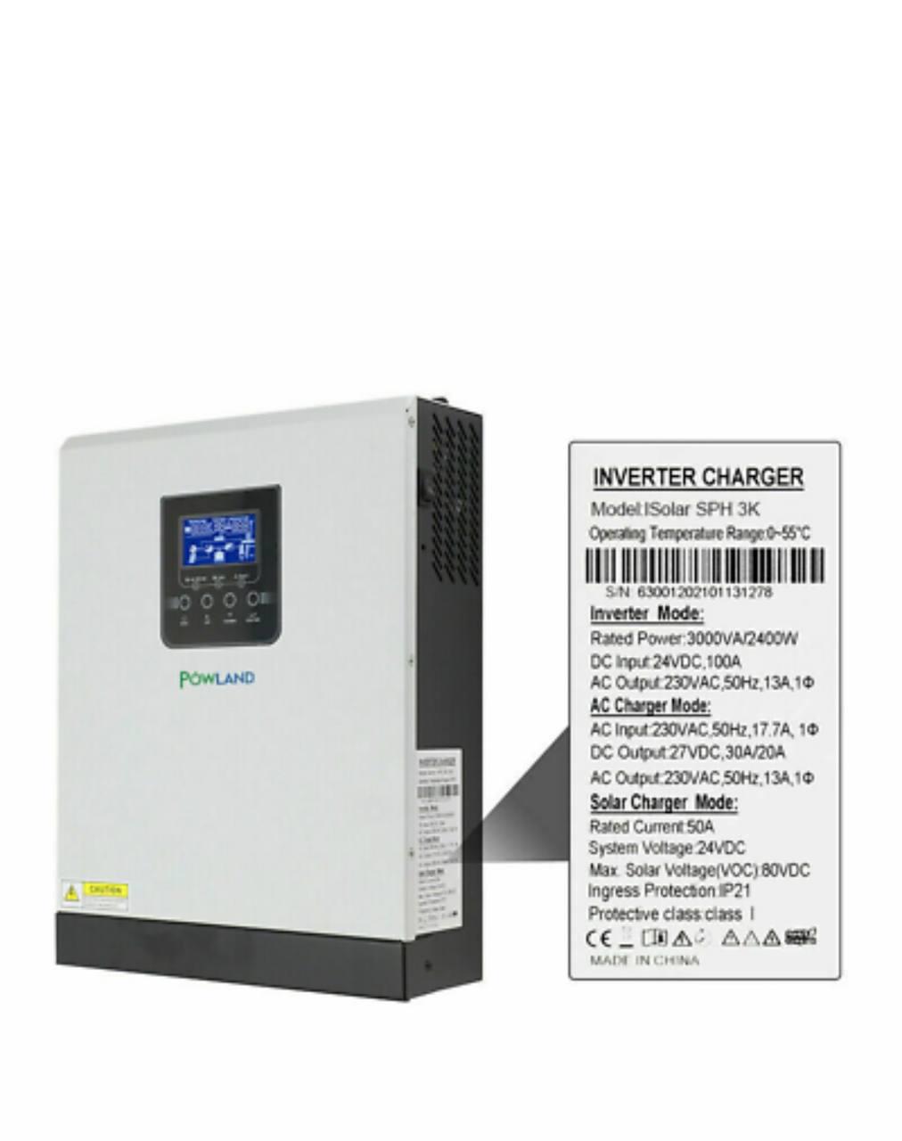 Инвертор гибридный солнечный Powland Isolar SPH 3KW 2400 Вт 24 V с зарядным устройством переменного тока (319963) - фото 6