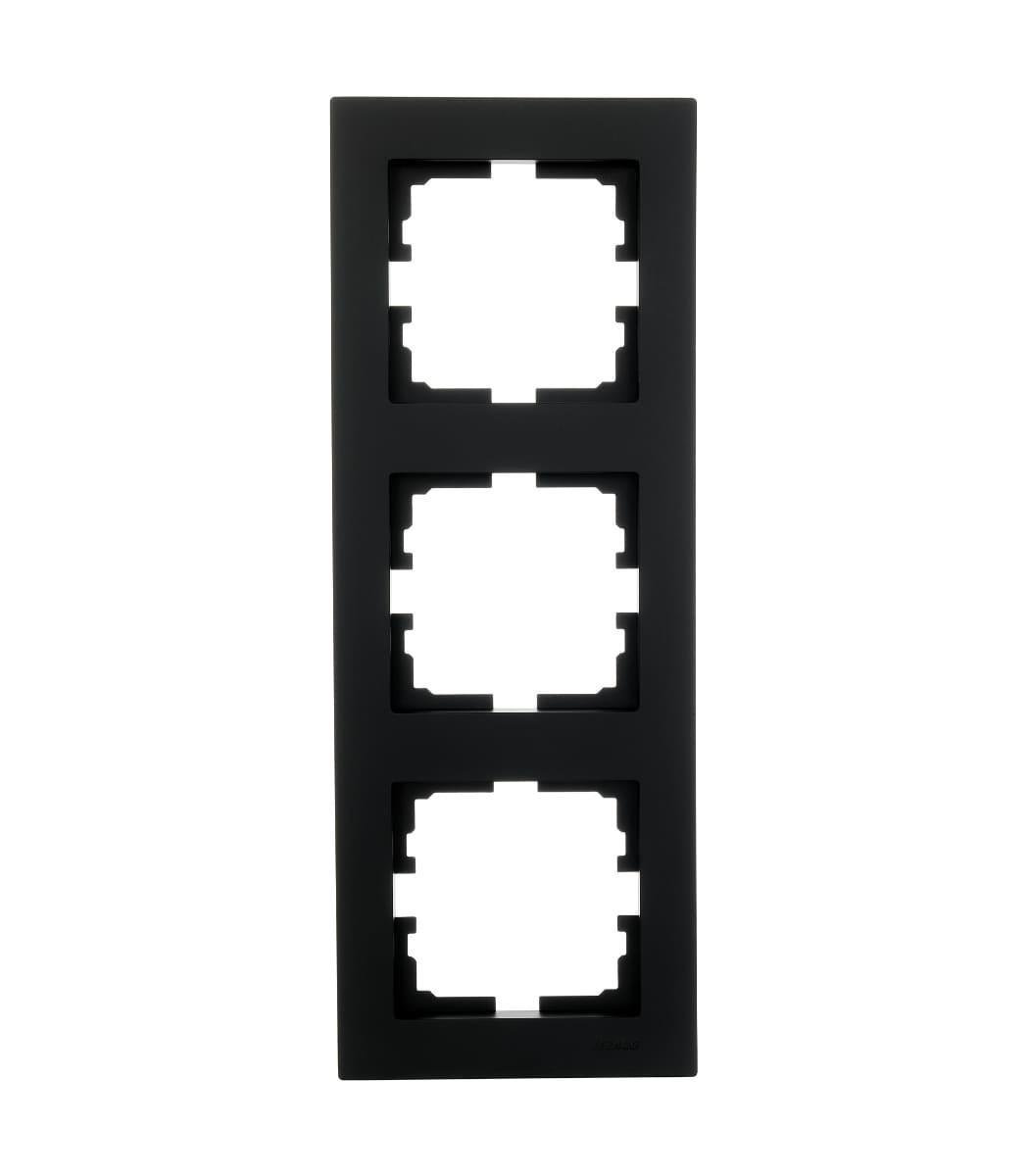 Рамка трехместная вертикальная Lezard Vesna Черный (00000024287)