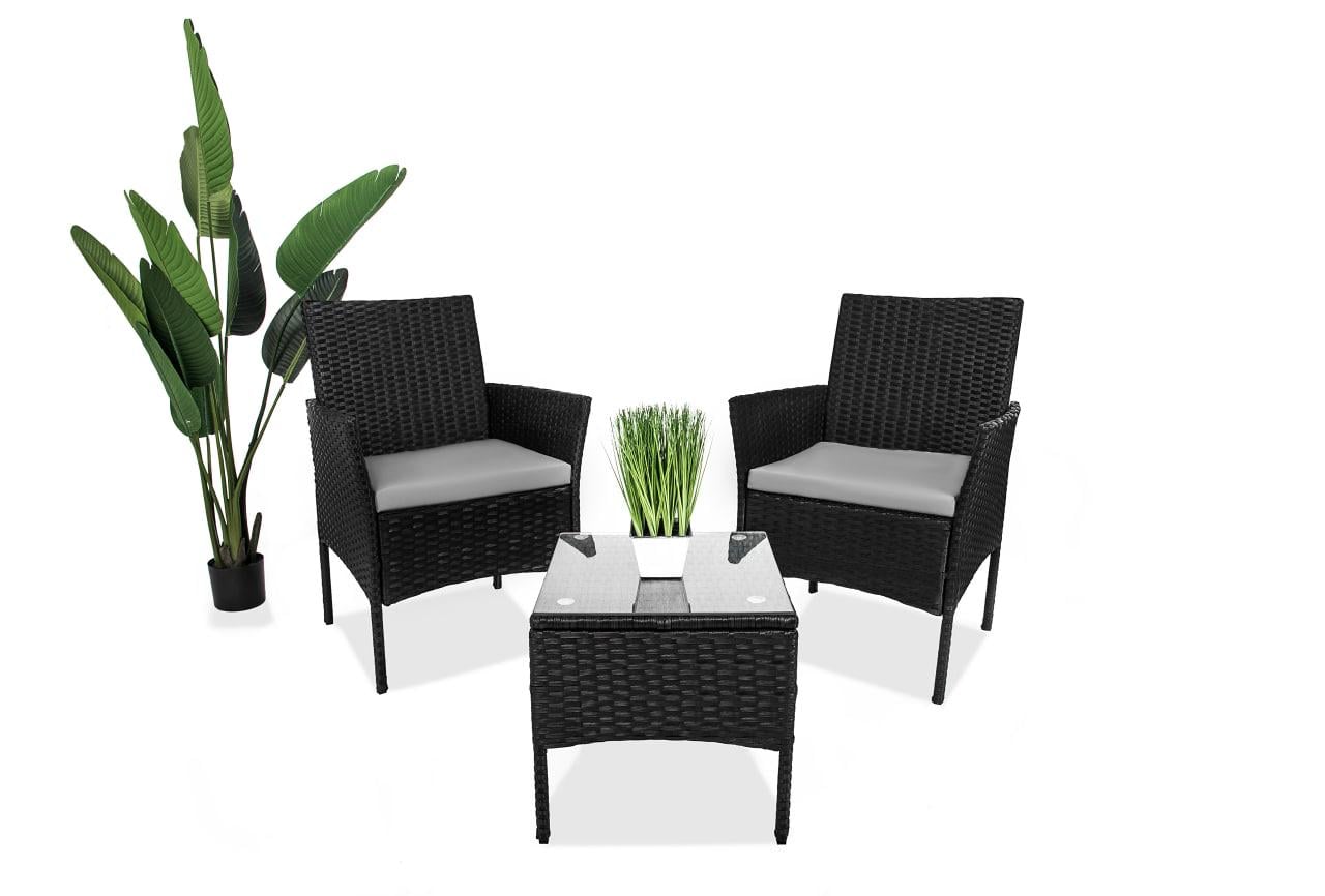 Набір садових меблів Just Relax Белконі з ротангу зі сталевим каркасом Black