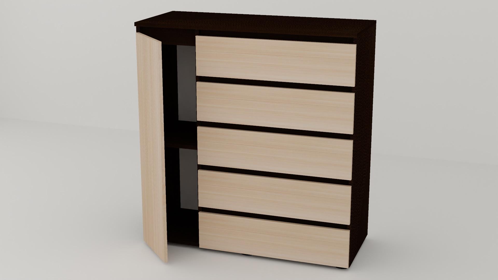 Комод Алекса СН-15/45 105х45х111 см Дуб молочный/Венге магия