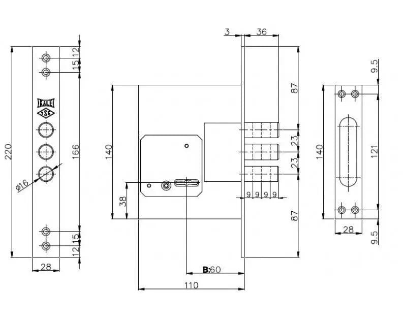 Сувальдный замок 257L 5 ключей бексет 60 мм с соответствующей планкой ключ 75 мм Хром (1-30186) - фото 2
