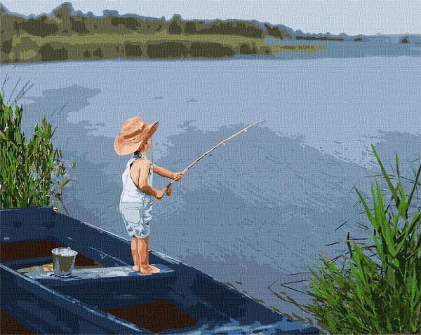 Картина по номерам Идейка Пейзаж Первая рыбалка 40х50 см в термопакете (КНО4930-mt)