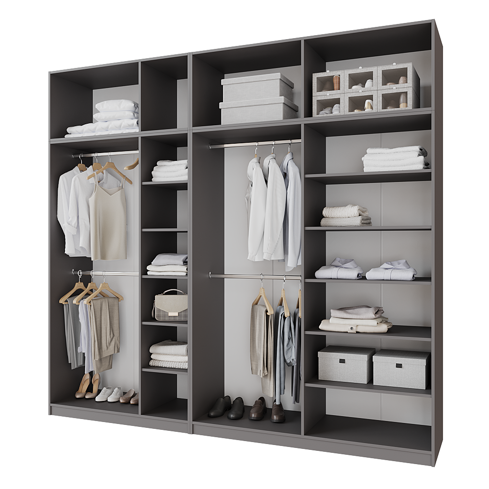 Шкаф распашной с антресолью Меблітренд Чиназес Чиа-2800.4 2800х500х2450 мм Графитовый/Белый (27290339) - фото 3 Шкаф распашной с антресолью Меблітренд Чиназес Чиа-2800.4 2800х500х2450 мм Графитовый/Белый (27290339) - фото 3