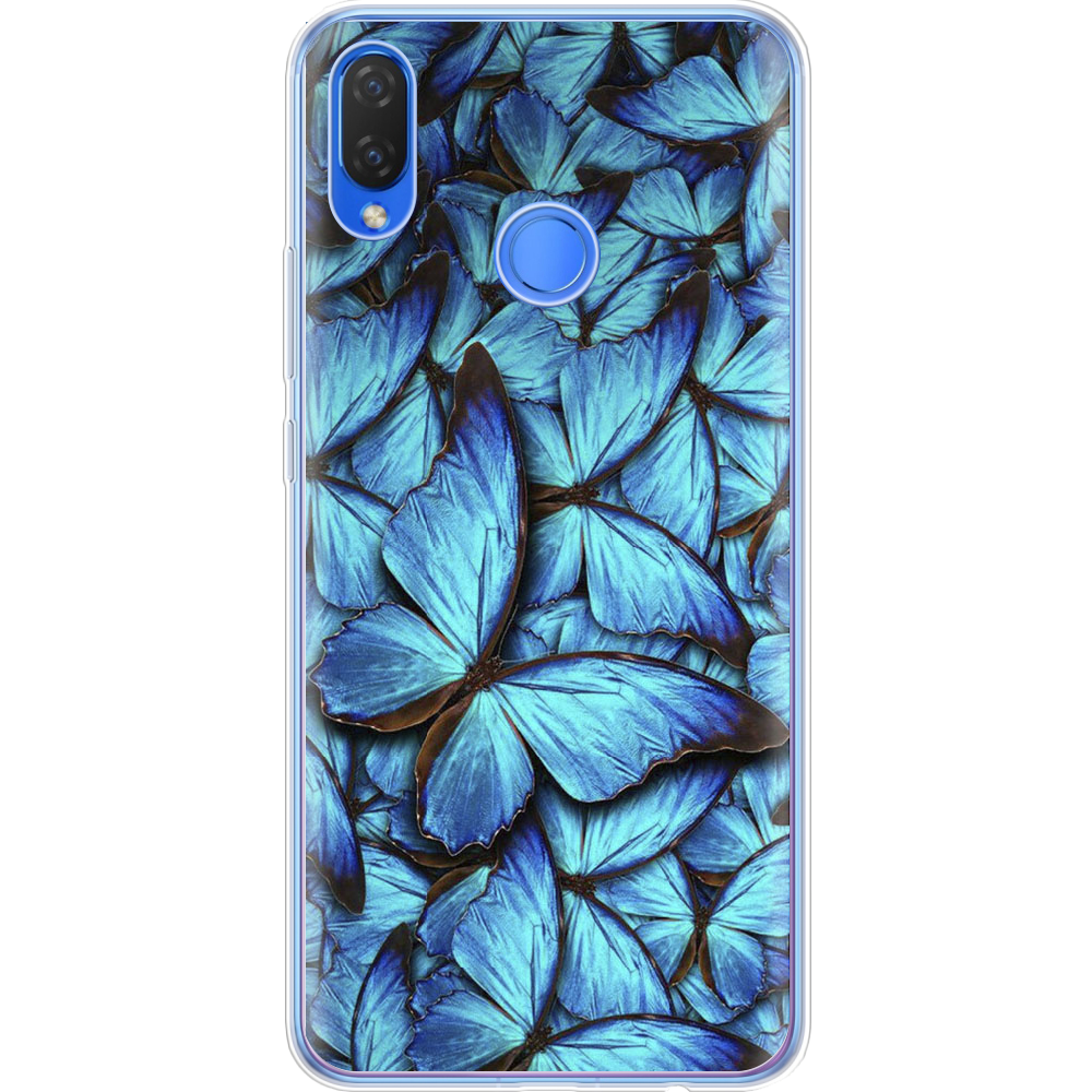 Чехол Boxface Huawei P Smart Plus лазурные бабочки Прозрачный силикон (34912-up1550-34912)