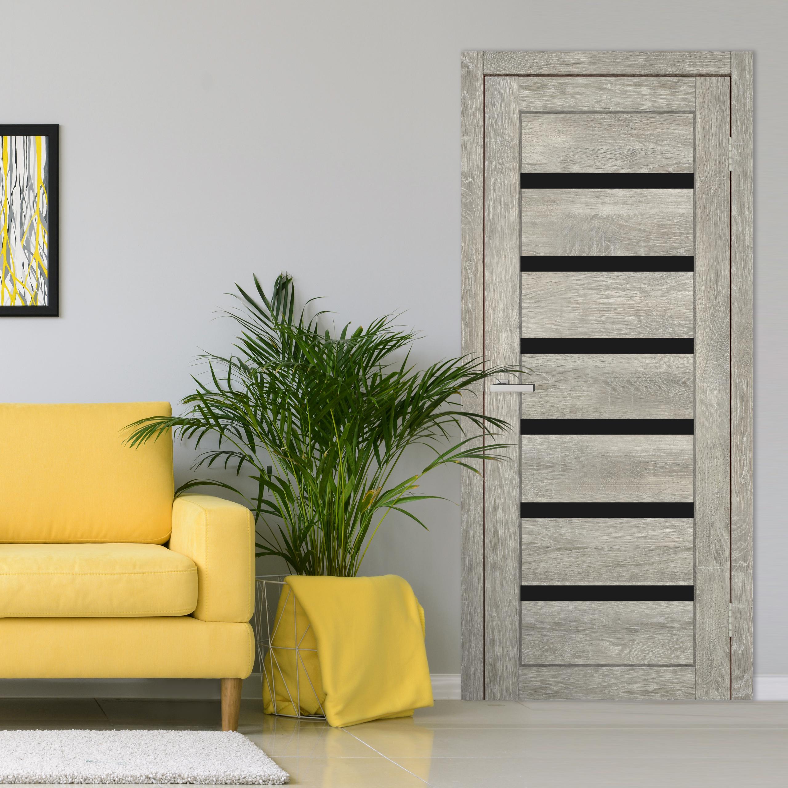 Двери Франция стекло черное 2000х900 мм Дуб Дейтон (60807)