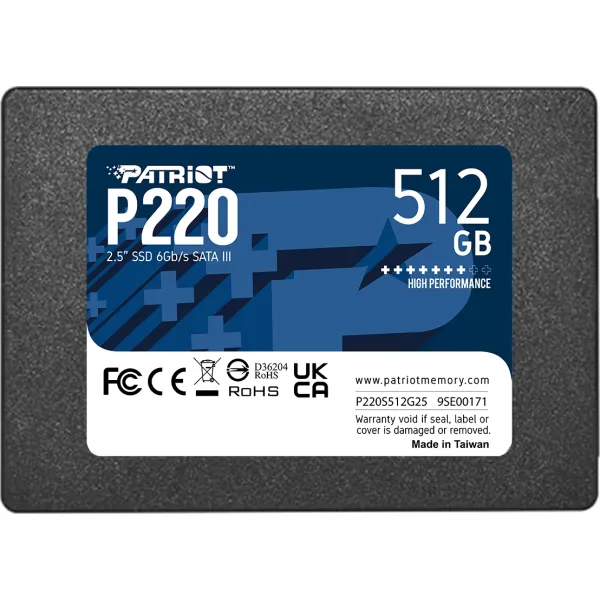 Накопитель SSD Patriot P220 512Gb SATA III 3D NAND 2,5" (P220S512G25) Накопитель SSD Patriot P220 512Gb SATA III 3D NAND 2,5" (P220S512G25)