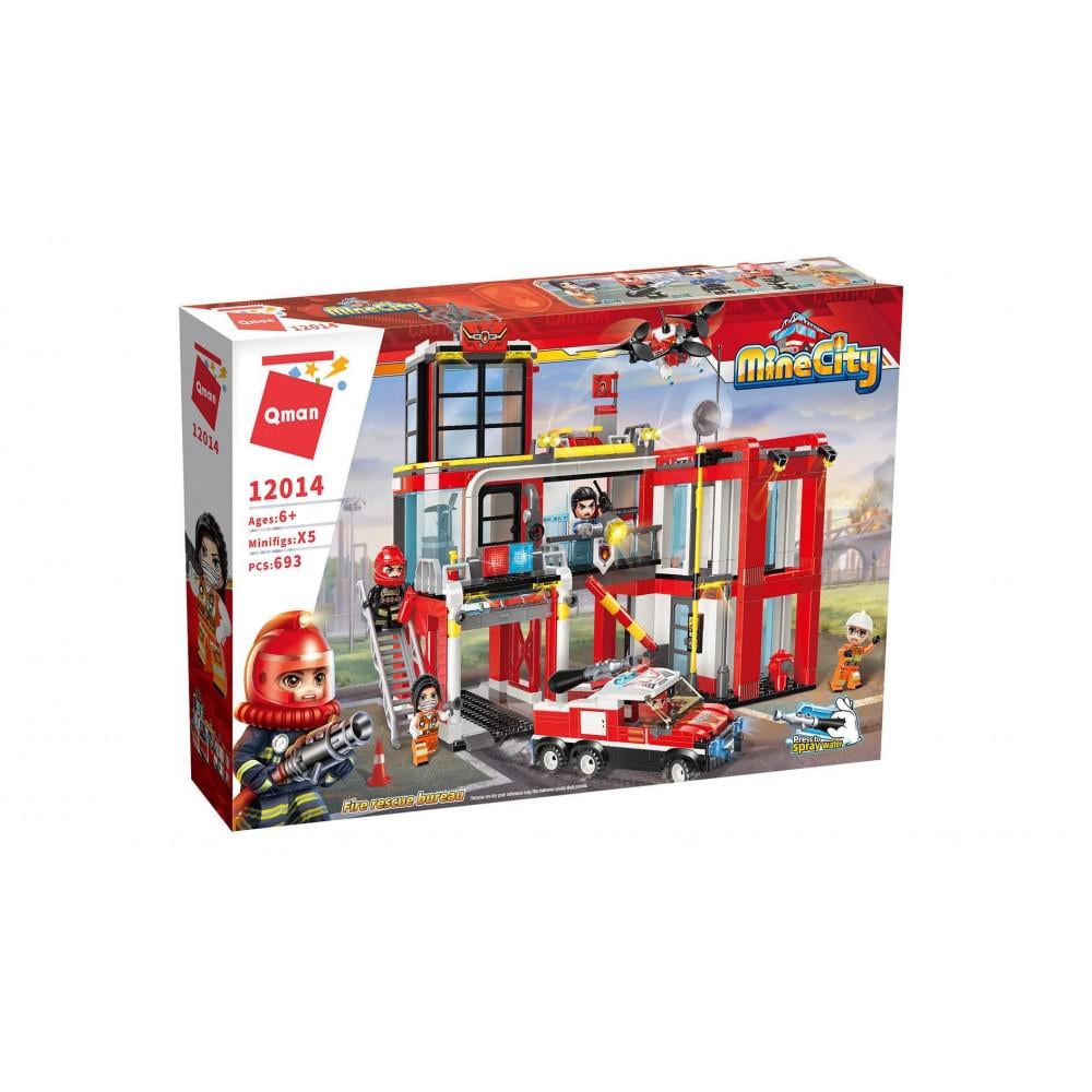 Конструктор Qman Пожарная станция с машиной 693 дет. (12014)