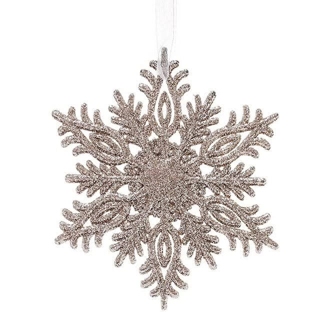Новогодняя подвеска Снежинка 12 см Шампань (13012)