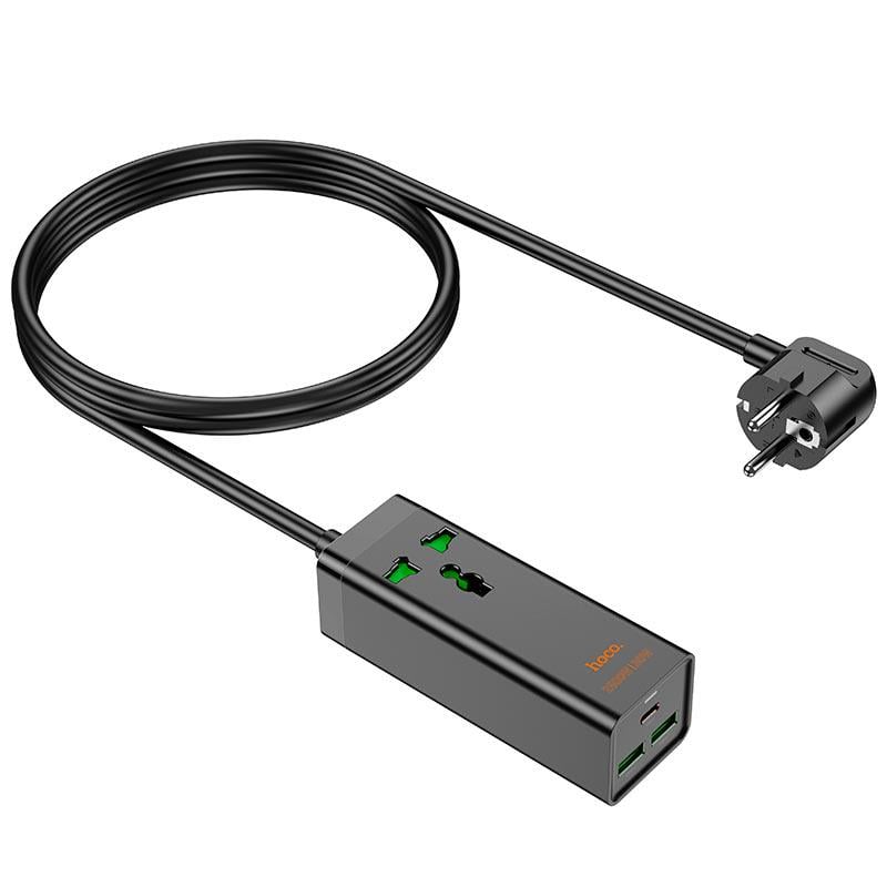 Удлинитель Hoco AC9A 2xUSB Type-C 30 W 1,5 м Black (594536)