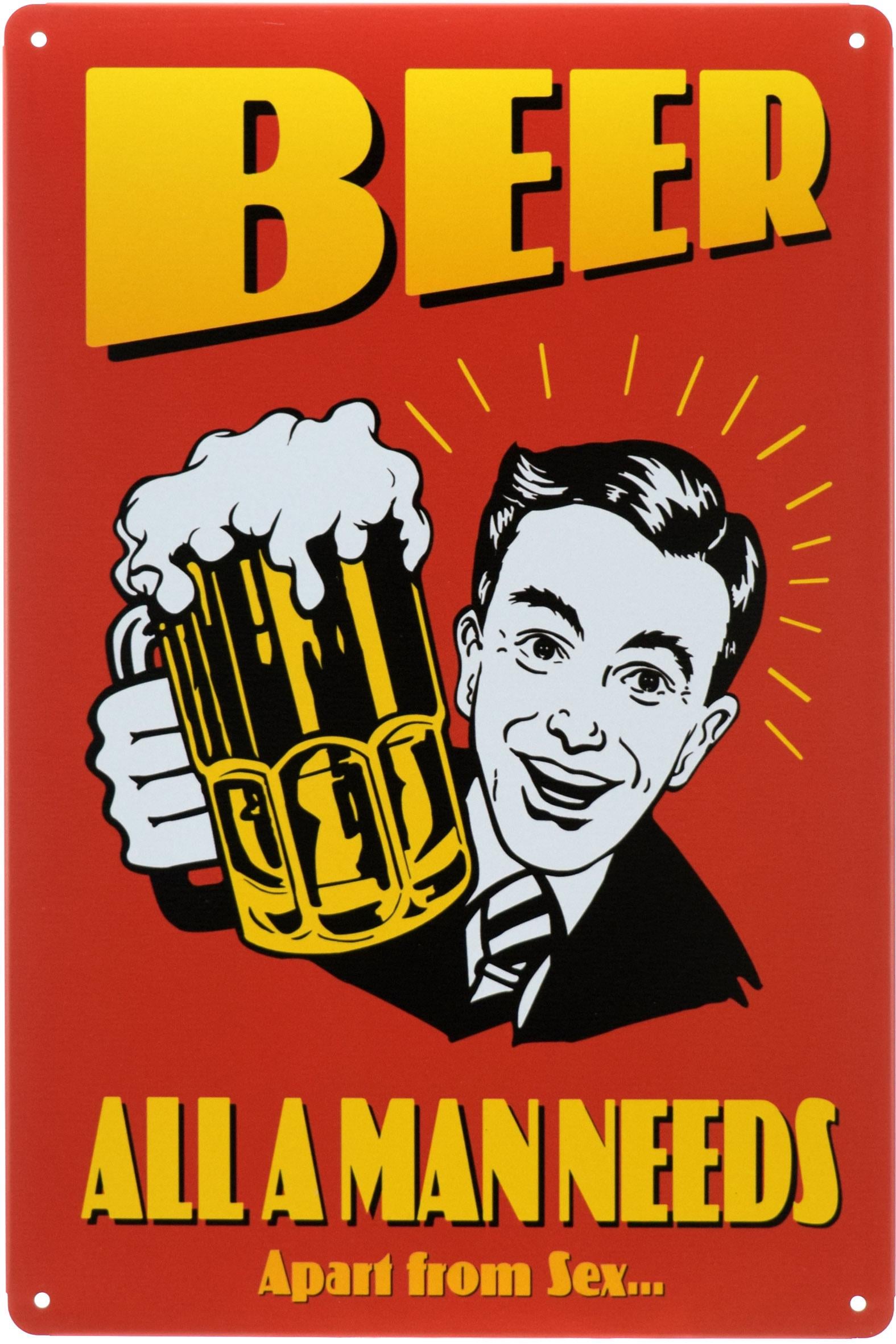 Табличка металева Пиво - Все Що Потрібно Чоловікові/"Beer - All A Man Needs" 20x30 см