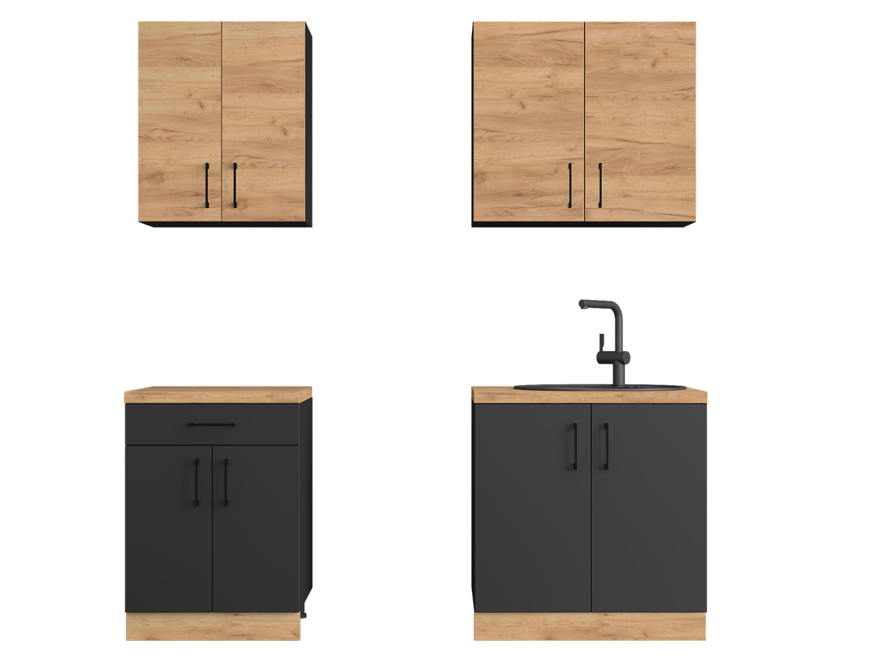 Комплект кухни К-2 Эверест Оптима со столешницей 1,9 м Крафт золотой/Антрацит (ЕК-25007) - фото 3