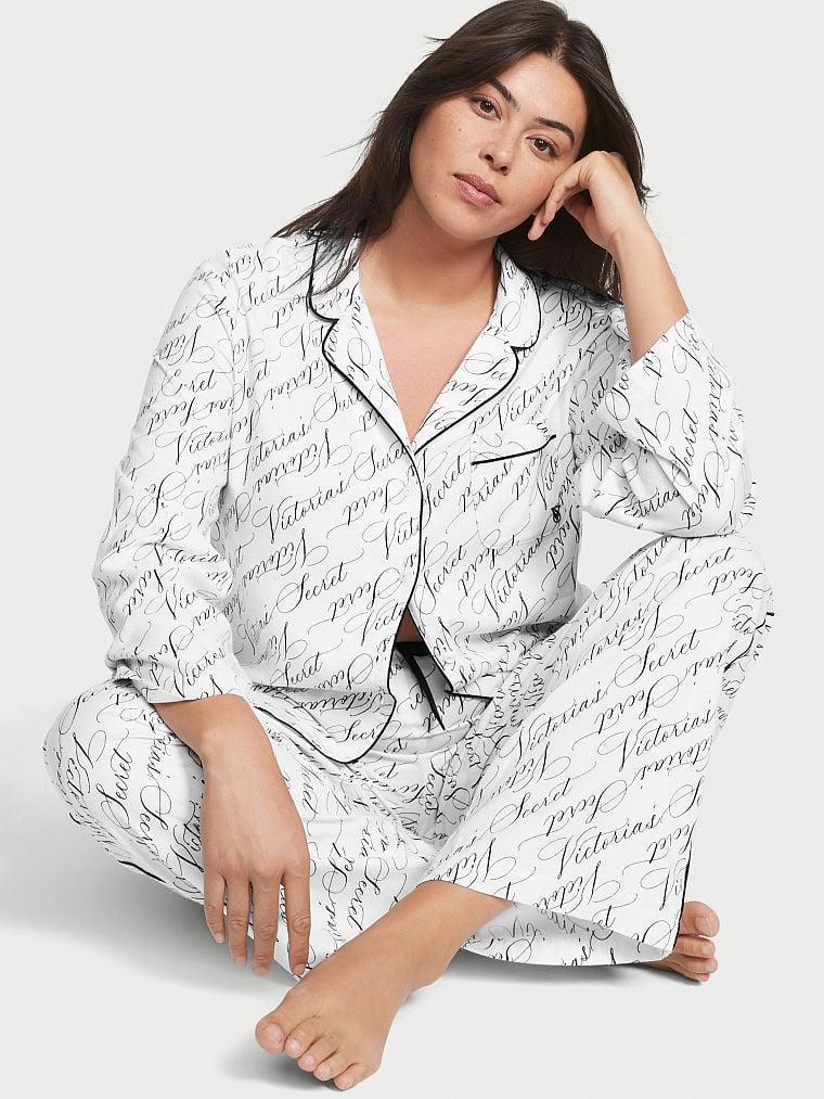 Піжама Victoria's Secret Flannel Long Pajama Set фланелева XL Білий (2150865574)