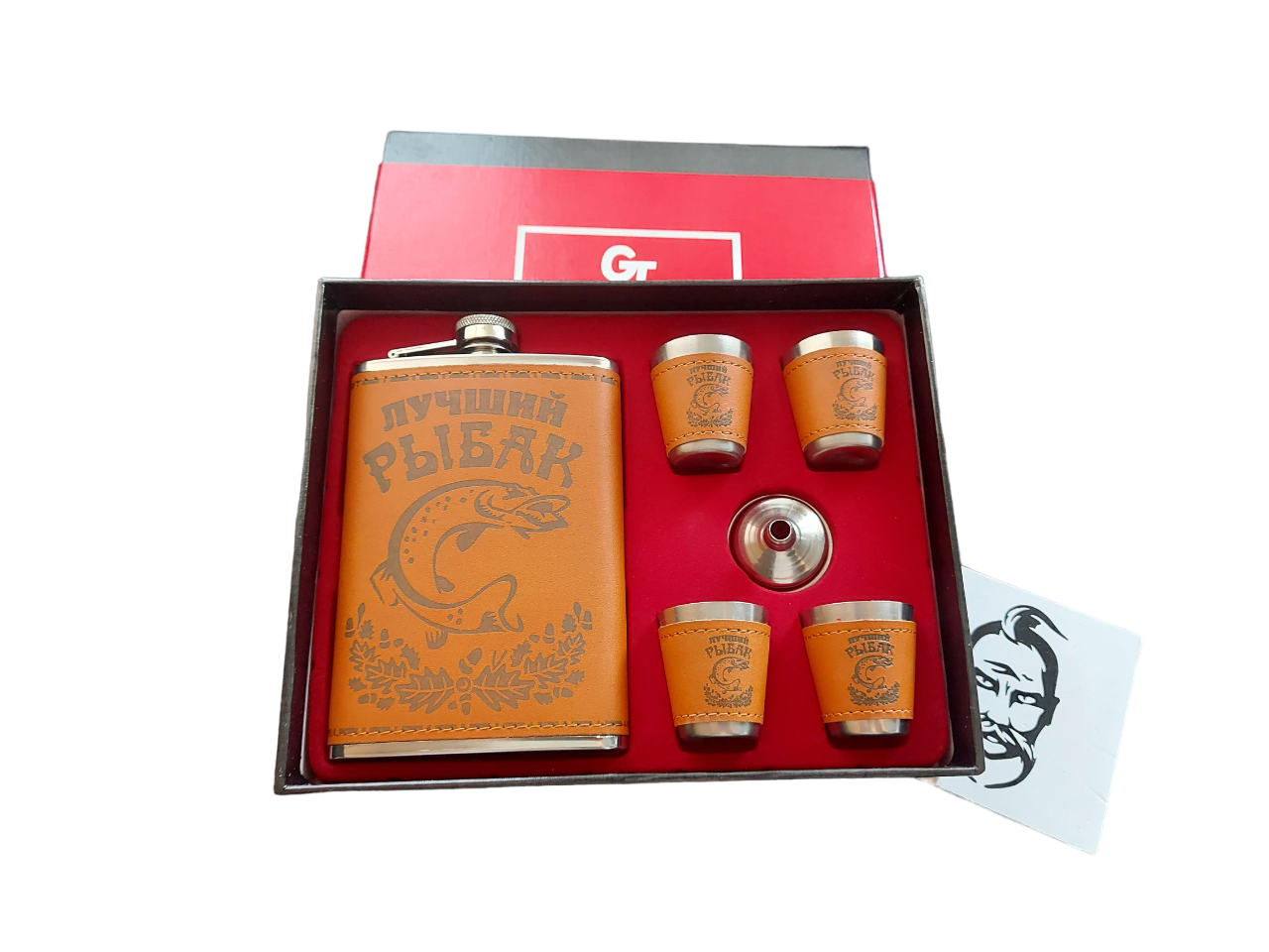 Подарочный набор фляга с рюмками PandaShop "лучший рыбак" 9oz 4 рюмки (61130)