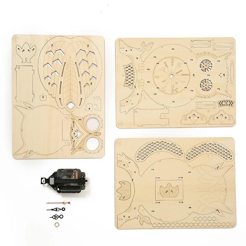 Конструктор дерев'яний Rokr Owl Clock Mechanical Robotime 3D Годинник Сова (LG802) - фото 7
