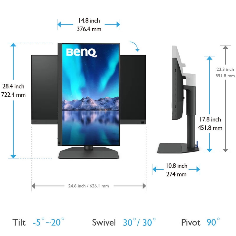 Монитор BenQ SW272Q Grey безрамочный IPS 2560x1440 QHD 27" (23252042) - фото 2 Монитор BenQ SW272Q Grey безрамочный IPS 2560x1440 QHD 27" (23252042) - фото 2