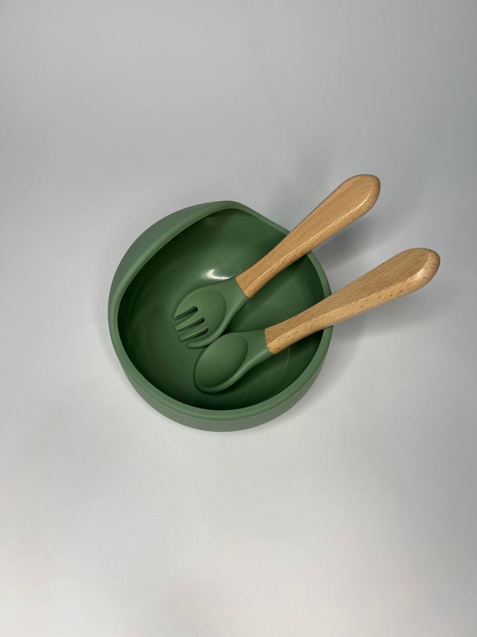 Набір дитячого посуду для першого прикорму 6 предметів Хакі (0014) - фото 3 Набір дитячого посуду для першого прикорму 6 предметів Хакі (0014) - фото 3