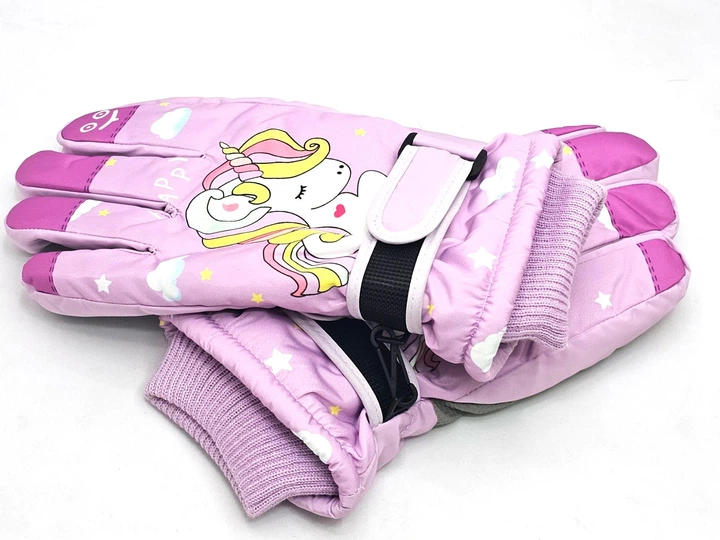 Перчатки детские зимние Единорог с мехом внутри 6-12 лет Сиреневый (32111724)