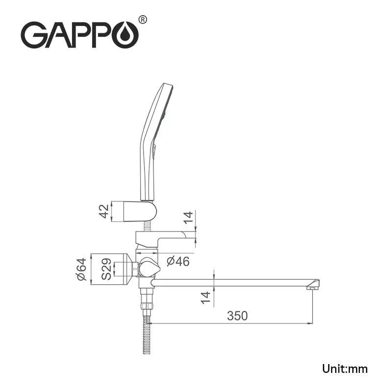 Змішувач для ванни Gappo G2203-6 Чорний/Хром (SQ-1044882) - фото 6