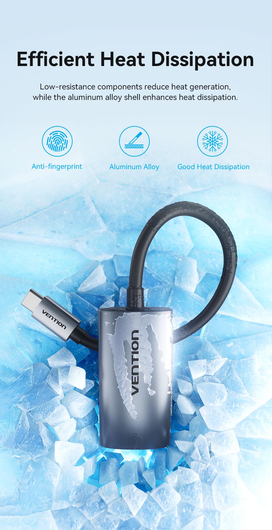 Адаптер Vention USB-C на Gigabit Ethernet 1000 Мбит/с алюминиевый 0.15 м Серый (CFPHB) - фото 7