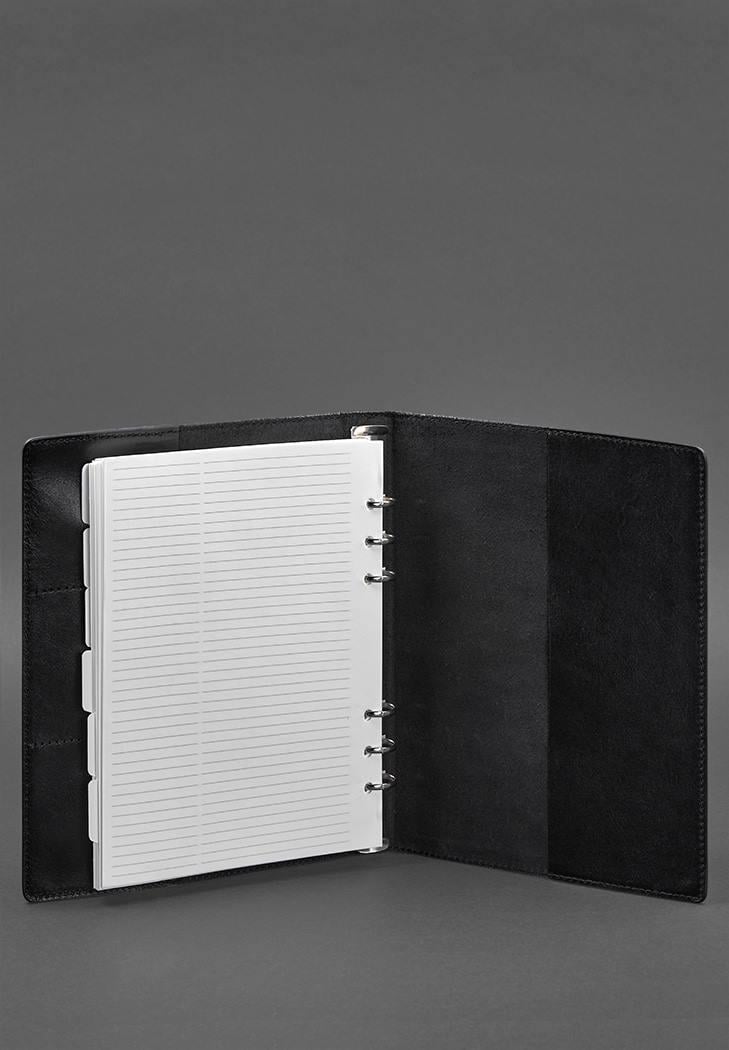 Блокнот шкіряний на сегрегаторі м'яка обкладинка на кільцях 13.0 Чорний (A-027299) - фото 4